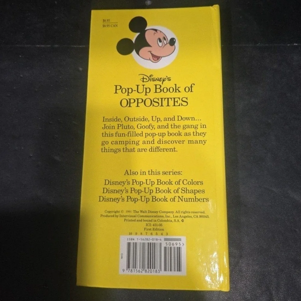 Disney Pop-Up Book of Opposites Mickey Mouse Goofy 1991 First Edition Hardcover